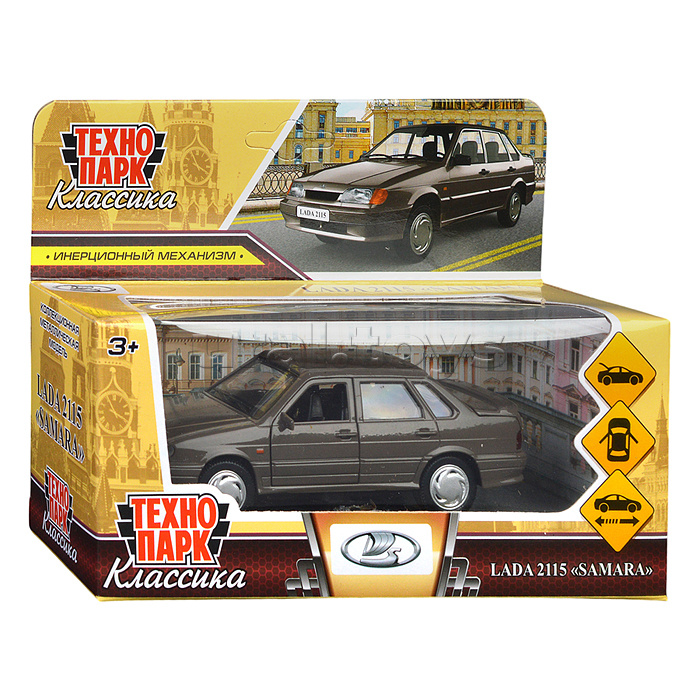 Машина металл ВАЗ-2115 "Самара" 12 см,серебристо-коричневый, в коробке