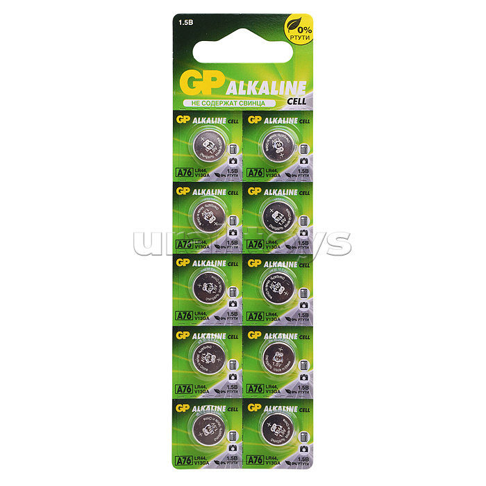 Батарейки алкалиновые GP Alkaline cell A76-2C10 AG13 BL10