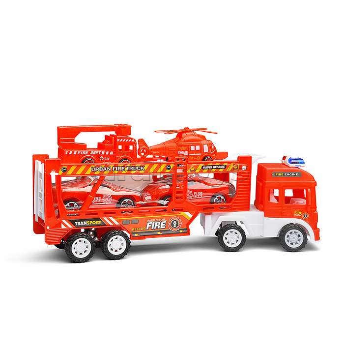 Автовоз "Пожарный" с техникой, под колпаком