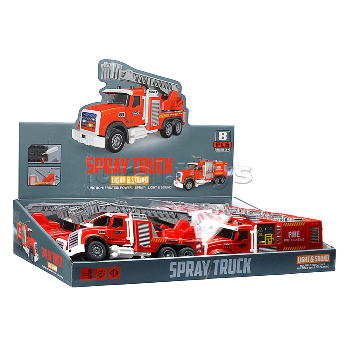 Машина "Пожарная машина" (свет, звук, спрей) в коробке