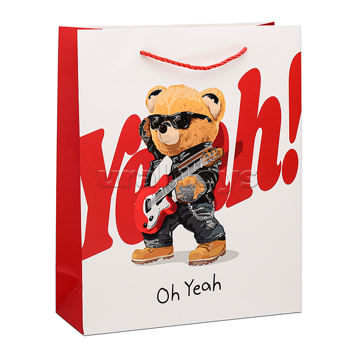 Пакет подарочный "Стильный мишка" 26х32х10 см
