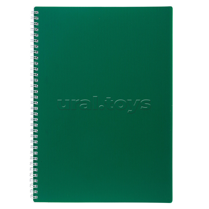 Тетрадь 80л. А4 клетка "Velvet" на гребне многоуровневая перфорация пластиковая обложка зеленая