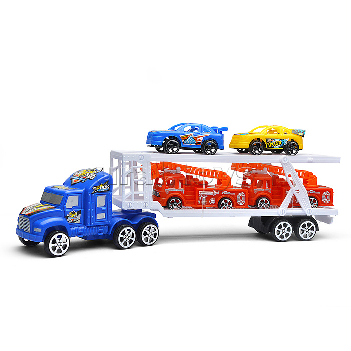 Автовоз "АвтоВояж" с пожарными и гоночными машинками, под колпаком