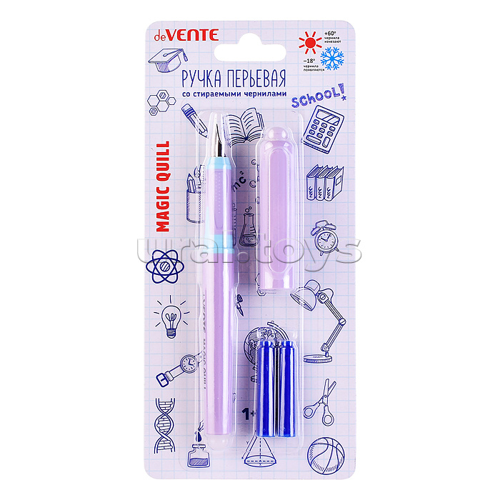 Ручка перьевая стираемая "Magic Quill" перо среднее F (Fine) в комплекте с 3-мя баллончиками 0,8 мл