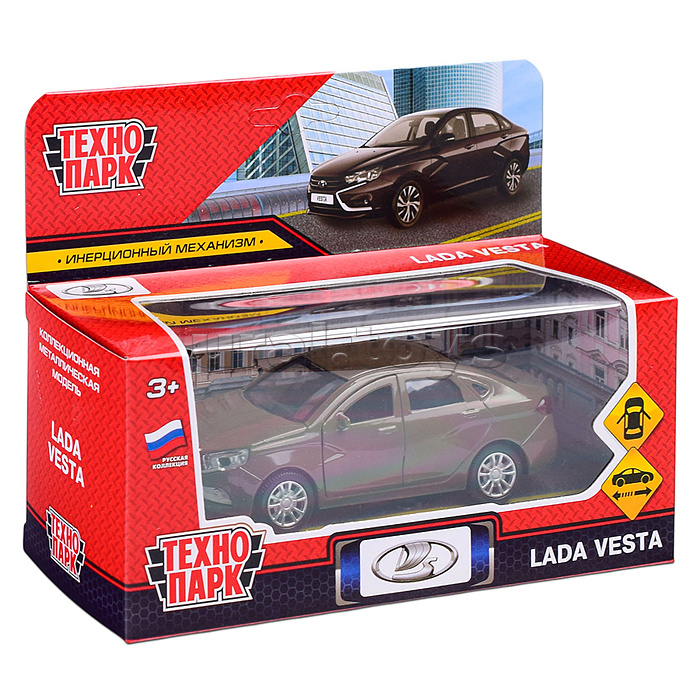 Машина металл LADA vesta 11,5 см, двери, коричневый, кор. Машина металл LADA vesta 11,5 см, двери, коричневый, кор.