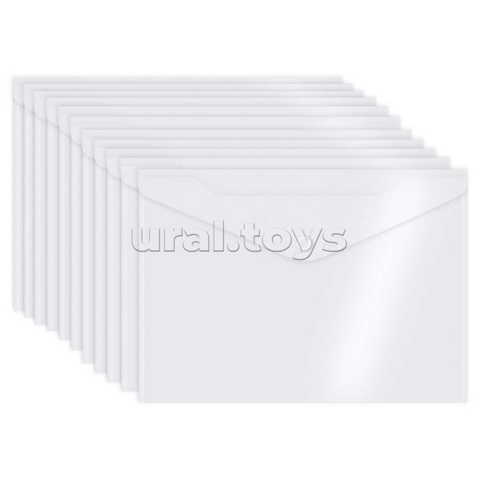 Папка-конверт на кнопке A5 (240x180 мм) 180 мкм, полипропилен, прозрачная