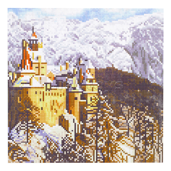 Алмазная мозаика 30х30 "Замок Дракулы в Румынии" (28 цветов)