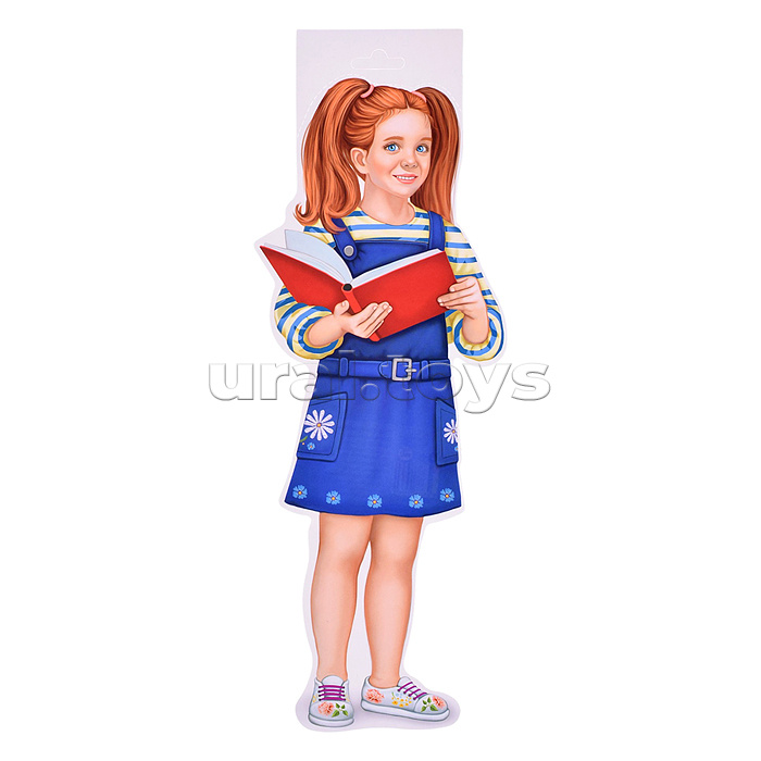 Плакат вырубной А3 в пакете. Девочка-школьница (двухсторонний, в индивидуальной упаковке, с европодвесом и клеевым клапаном)