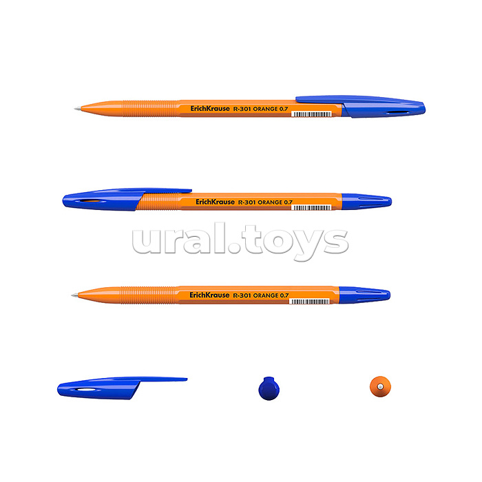 Набор из 8 ручек шариковых R-301 Stick Orange 0.7, цвет чернил синий (в пакете)