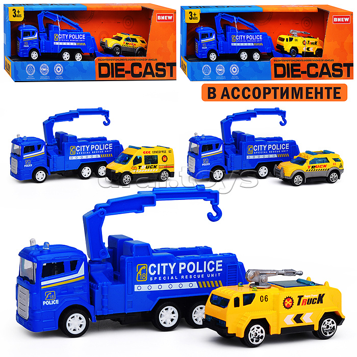 Машина "Эвакуатор полицейский" металл, в коробке