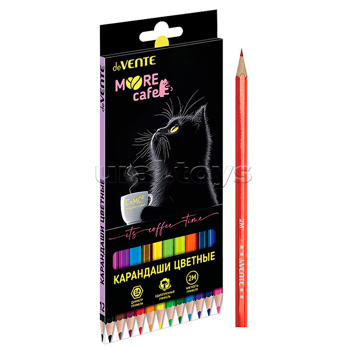 Карандаши цветные "MooreCafe" 12 цветов, 2М, диаметр грифеля 2,8 мм, шестигранные, в картонной коробке