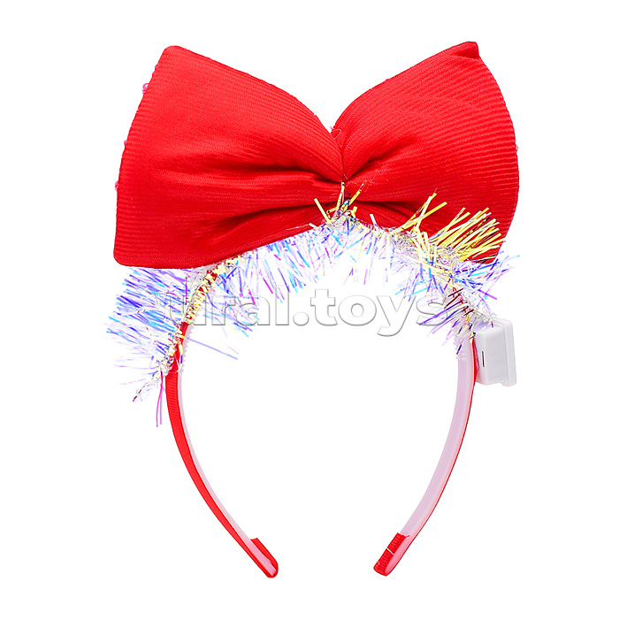 Ободок карнавальный "Бант" светящийся, в пакете