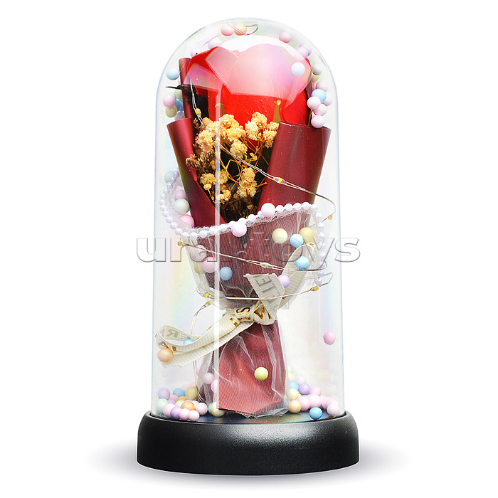 Светильник "Необыкновенная роза" в коробке (красный)