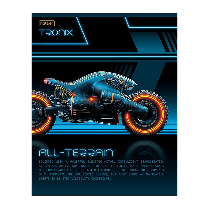 Тетрадь 48л. клетка "Троникс" А5ф 60-65г/кв.м на скобе обл. мел.картон выб лак 5 диз.в блоке