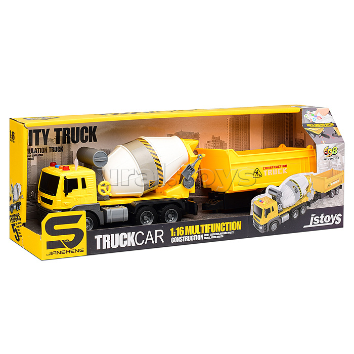 Машина "Бетономешалка с прицепом" в коробке