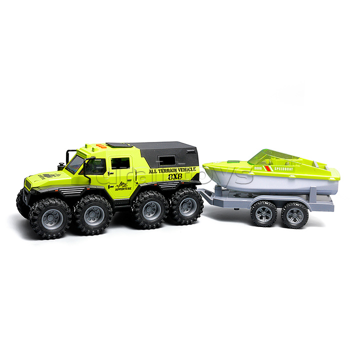 Машина "Король бездорожья" (свет, звук) с катером, в коробке