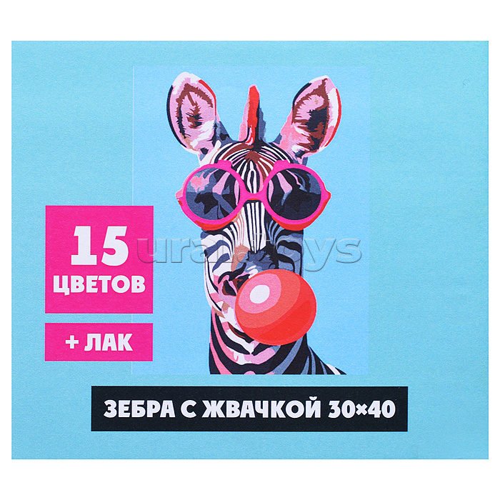 Картина по номерам "Зебра с жвачкой" 30х40см