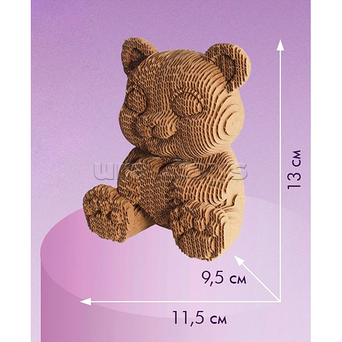 Конструктор из картона. Объёмная игрушка "Мишка с сердечком"