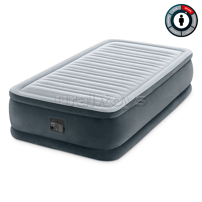 Односпальная надувная кровать 99х191х46см "Comfort-Plush" встр.нас. 220В, до 136кг, 64412 INTEX