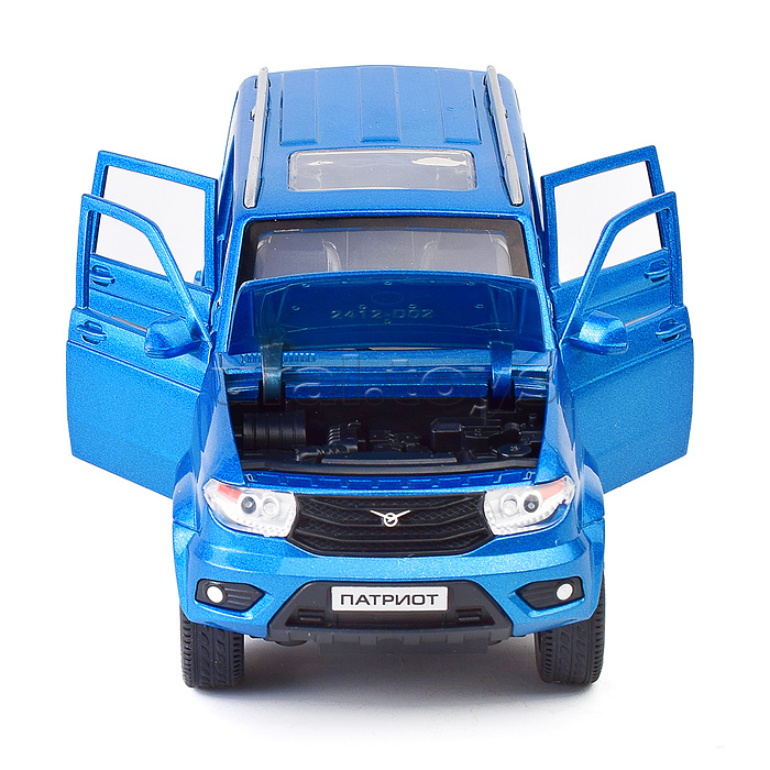Машина металл UAZ Патриот 17,8 см, (двери, свет-звук, инерция, син,) в коробке