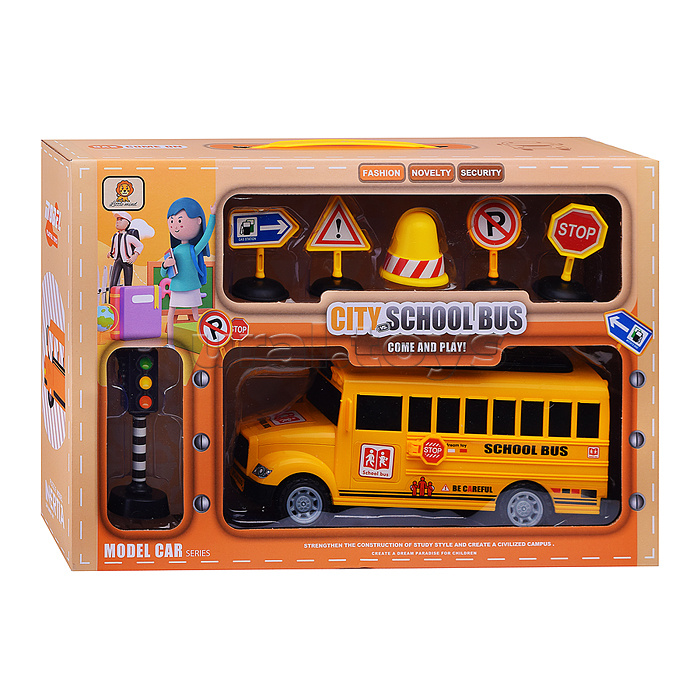 Набор с дорожными знаками "Школьный автобус" , в коробке