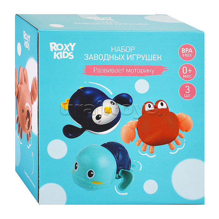 Игрушки для ванной заводные 3 шт (черепаха, краб, пингвин) Игрушки для ванной заводные 3 шт (черепаха, краб, пингвин)