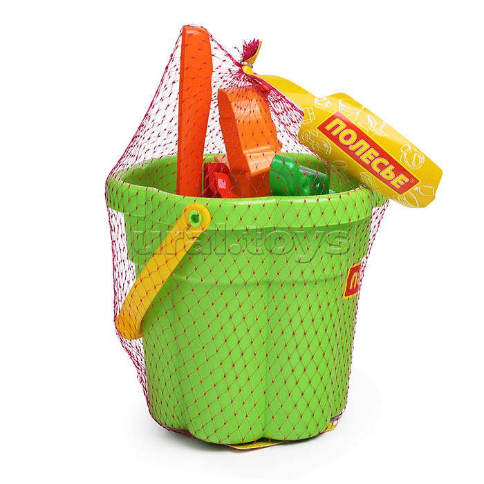 Набор №318: ведро-цветок среднее №3, лопатка №5, формочки (мамонт + динозавр №1 + динозавр №2)