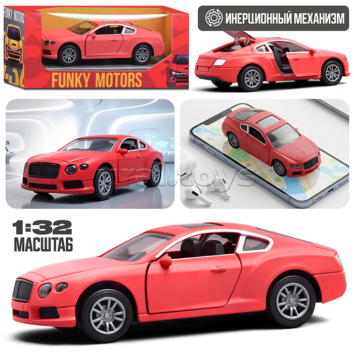 Красная инерционная машинка вид А die-cast , 1:32