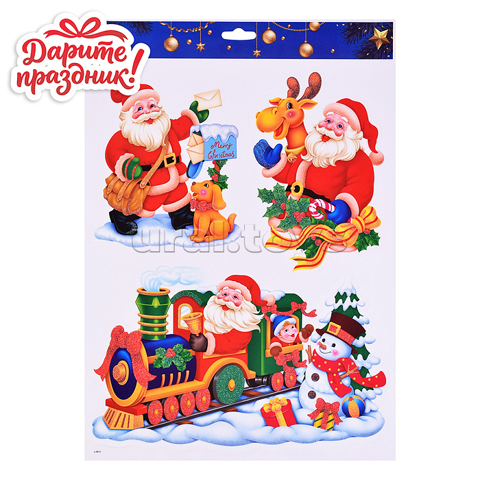 Наклейки для декора "Веселый Санта" 41*29см