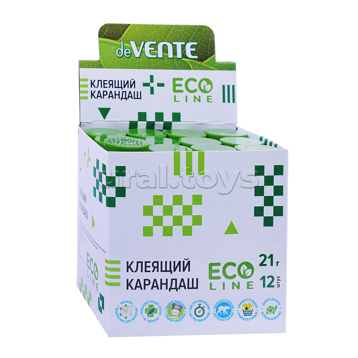 Клеящий карандаш "Eco-line" 21 г (быстросохнущий) в картонном дисплее с пластиковым поддоном Клеящий карандаш "Eco-line" 21 г (быстросохнущий) в картонном дисплее с пластиковым поддоном