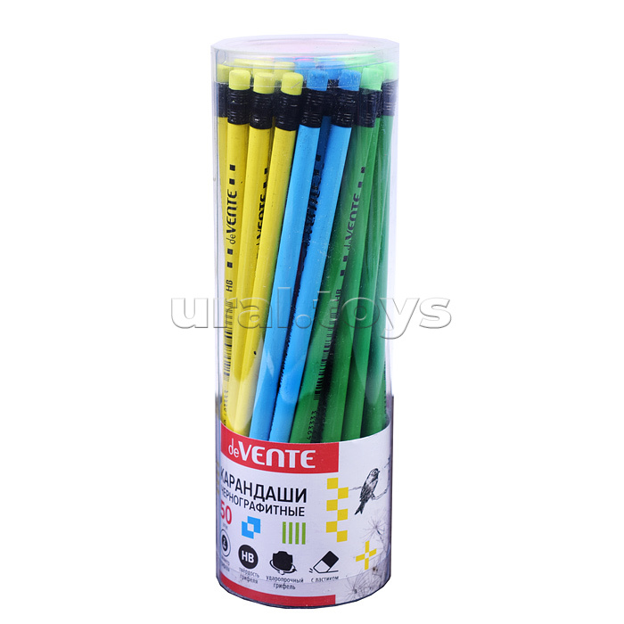 Карандаш чернографитный HB, диаметр грифеля 1,85 мм, круглый, с ластиком, индивидуальная маркировка, цвета корпуса неоновые ассорти