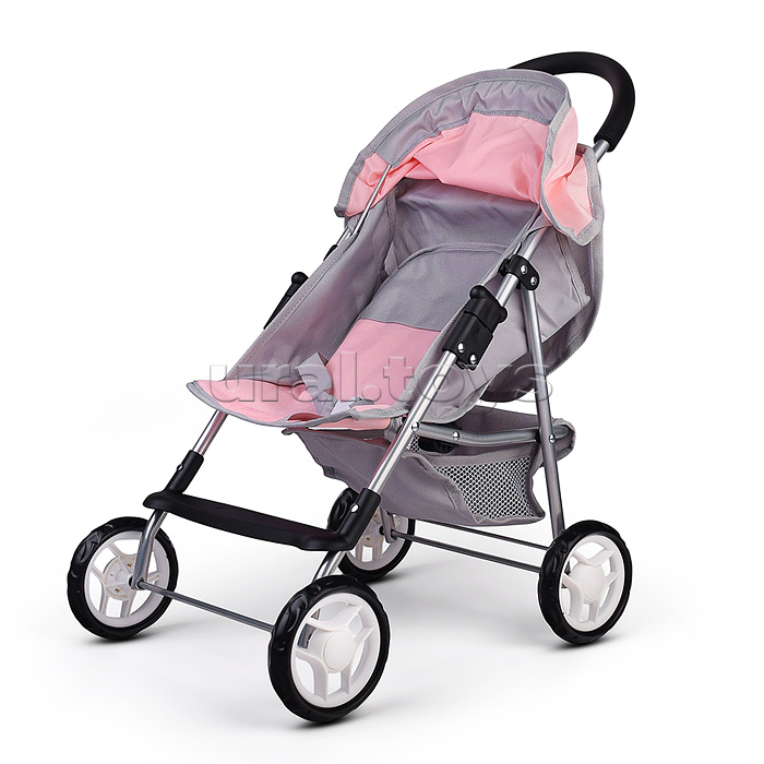 Коляская кукольная металлическая, с корзиной, столиком и козырьком