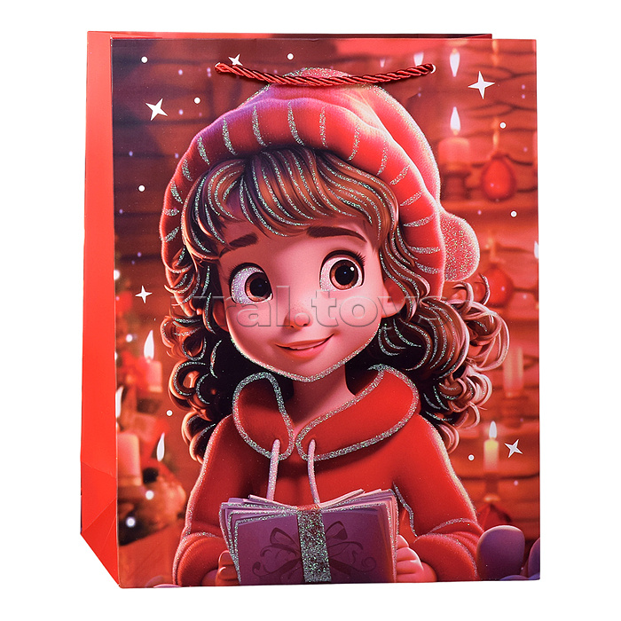 Пакет подарочный "Счастливый праздник" 26*10*32 см.