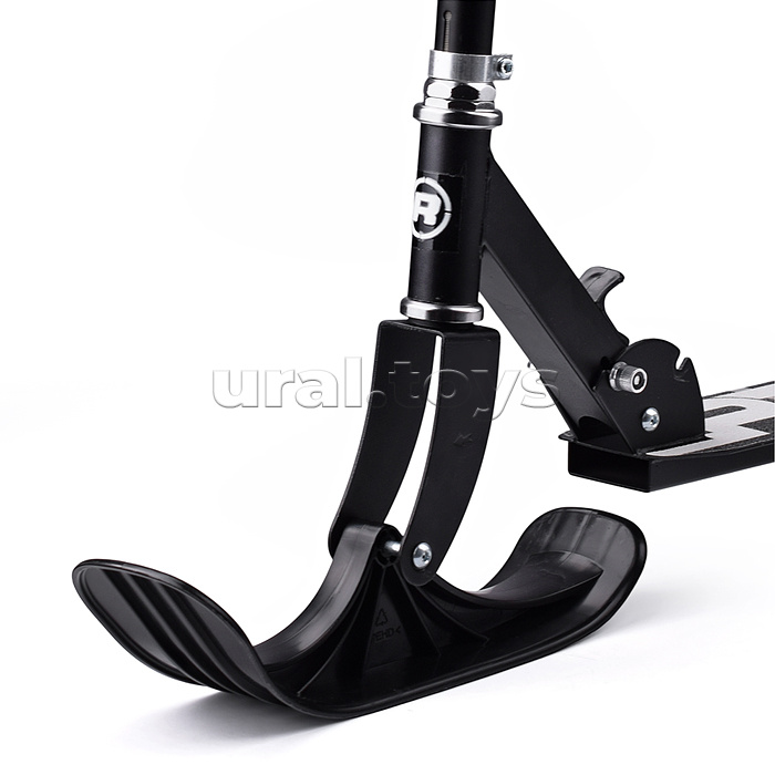 Самокат-снегокат с изогнутой ручкой (черный)