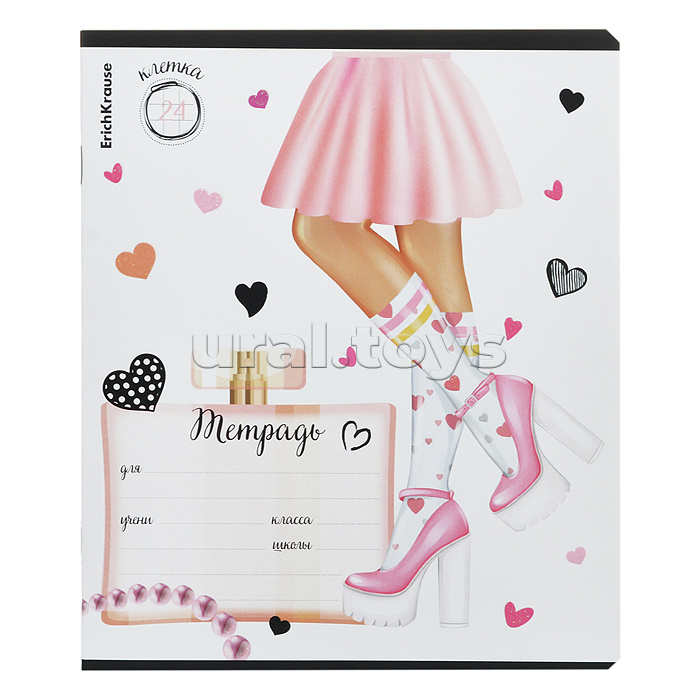 Тетрадь 24 л. клетка, "Fashion Girl" выборочный УФ-лак c глиттером