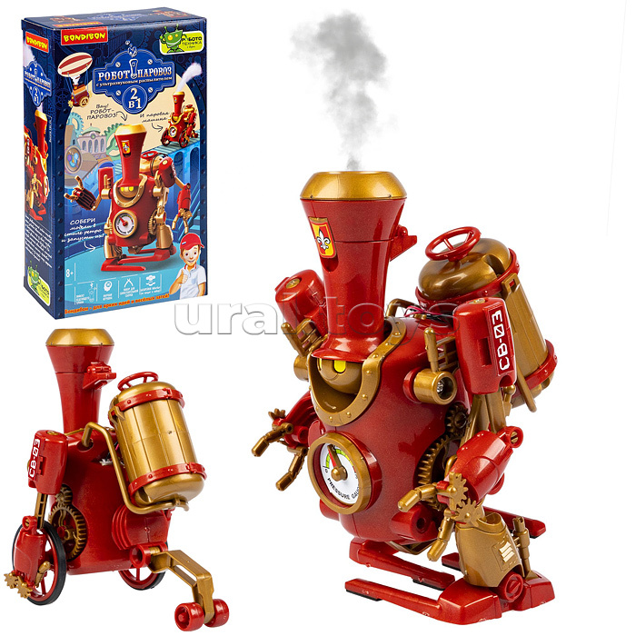 
Робототехника, Робот-паровоз 2 в 1 с ультразвук. распылителем воды, арт.21-898