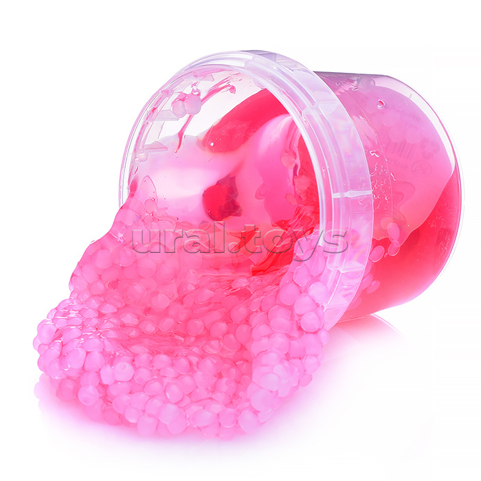 Слайм "Стекло" Smaсk 90 гр, розовый с шариками