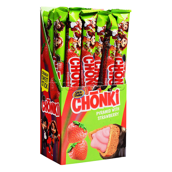 Глазированные хрустящие палочки "Chonki" со вкусом клубники 20г 20шт