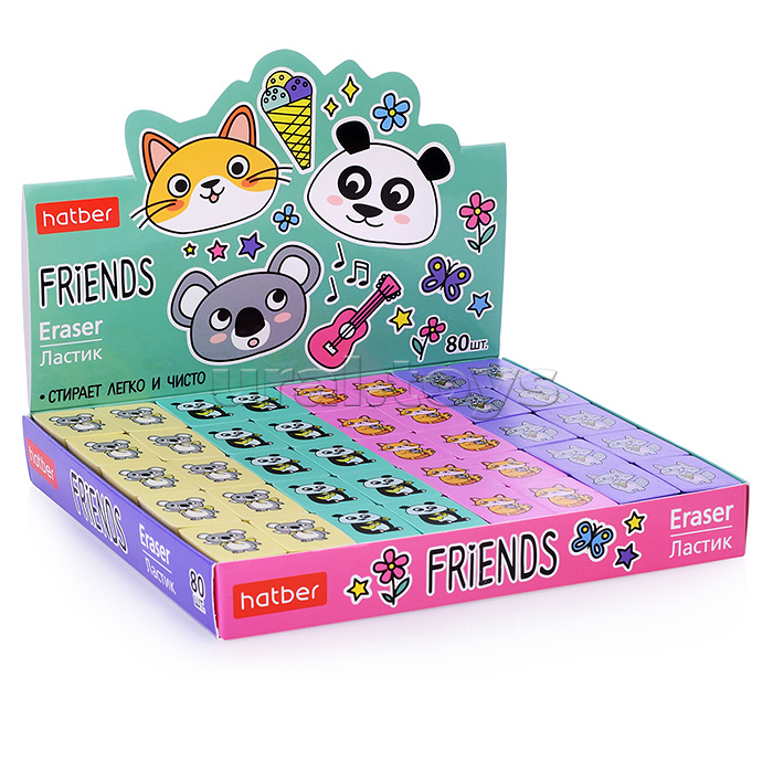 Ластик из термопластичной резины Friends 28х18х9 мм в картонной Дисплей-витрине