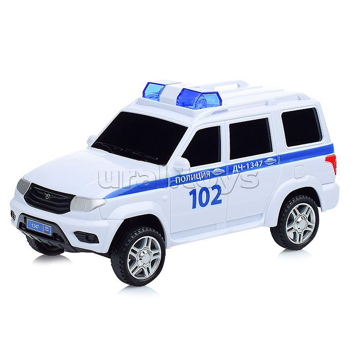Машина р/у УАЗ Патриот, Полиция, 15,5 см, (свет, белый) в коробке