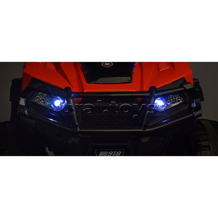 Электромобиль "Багги кросс" с р/у управлением, четырехколесный, двухместный, двойной привод (красный)