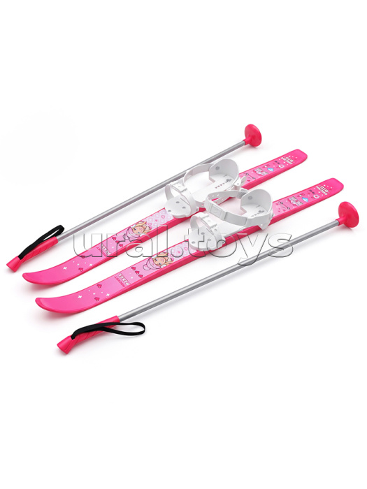 Лыжи детские "Подружки" ROCKET SKI JUNIOR 90/90 см, универсальное крепление, с палками