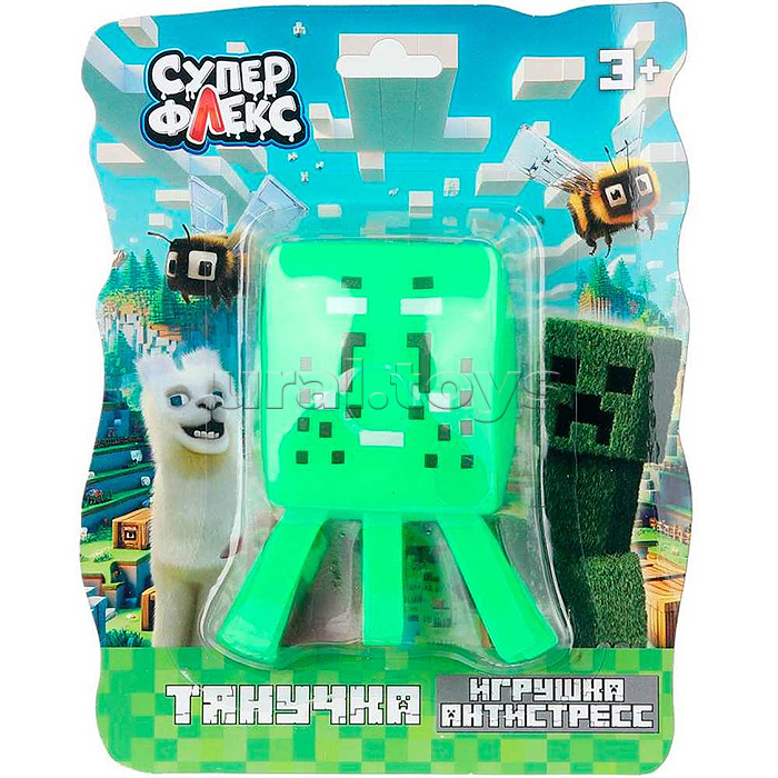 Игрушка антистресс тянучка "Пиксельный персонаж салатовый" блистер, Супер Флекс Игрушка антистресс тянучка "Пиксельный персонаж салатовый" блистер, Супер Флекс