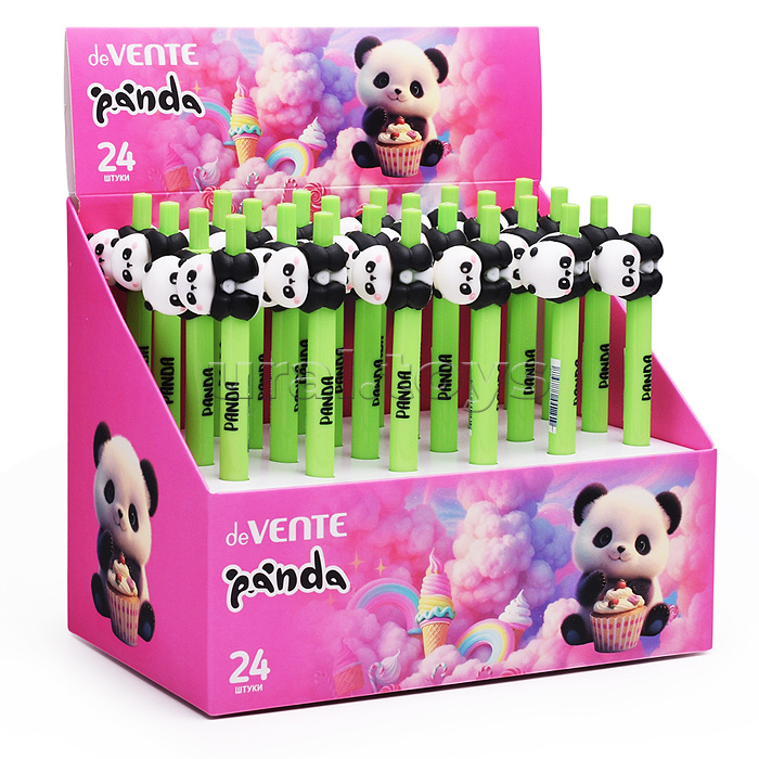 Ручка шариковая автоматическая подарочная "Sweet Panda" с декоративным элементом, d=0,7 мм, ультра гладкое письмо, чернила на масляной основе, сменный стержень, индивидуальная маркировка, в картонном дисплее, синяя