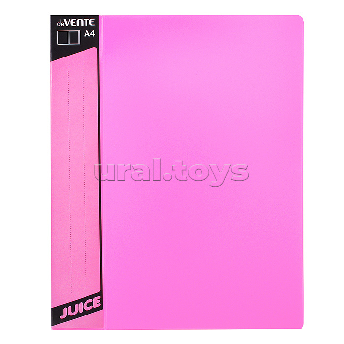 Папка с 10 вкладышами "Juicy" A4, 450 мкм, вкладыши 30 мкм, фактура "песок" внешний карман со сменной этикеткой, внутренний карман, индивидуальная маркировка, непрозрачная розовая