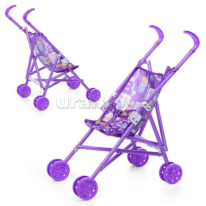 Коляска для кукол, трость (металлическая, складная, прогулочная, цвет фиолетовый)