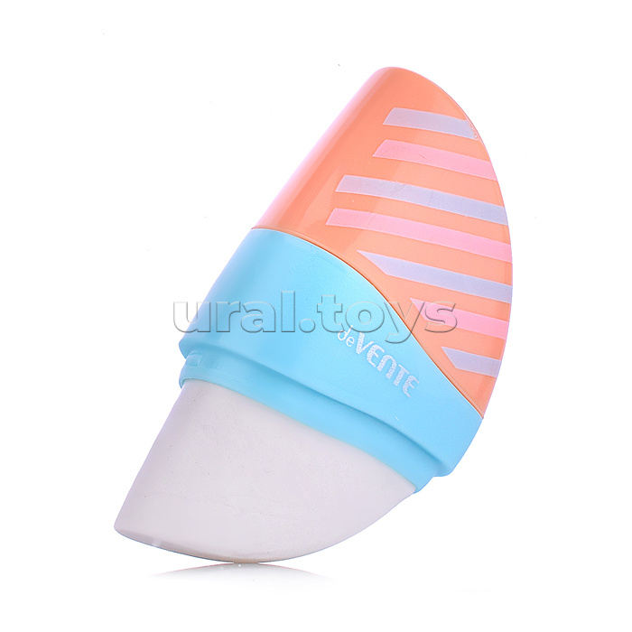 Точилка и ластик 2 в 1 "Pastel" 1 отверстие, пластиковая цветная с небольшим контейнером, ластик белый из синтетического каучука, каждая с индивидуальной маркировкой, ассорти, в картонном дисплее