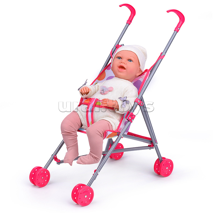 Коляска-трость для кукол, прогулочная, цвет розовый