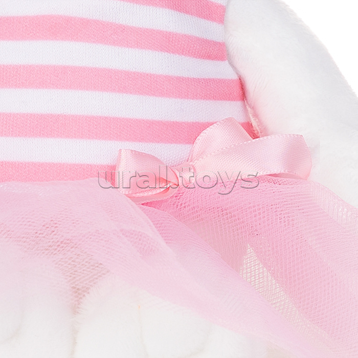 Мышель в полосатом розовом платье с бантиком, 20 см, в коробке