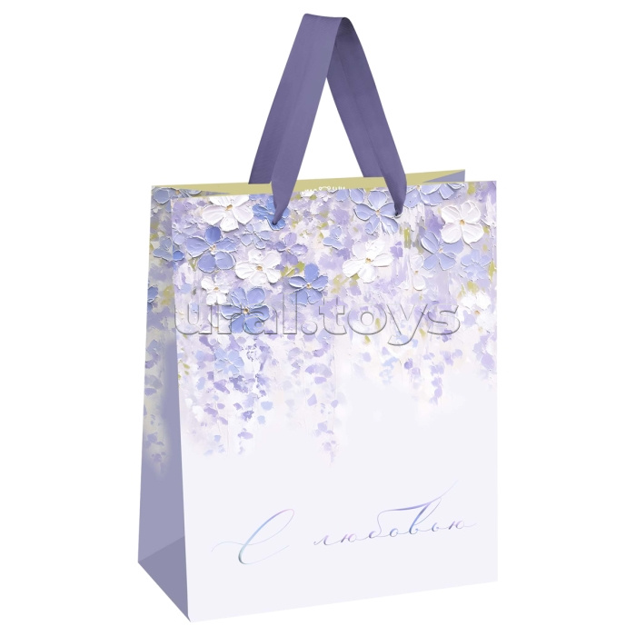 Пакет подарочный 18х23х10см "Purple flowers" матовая ламинация